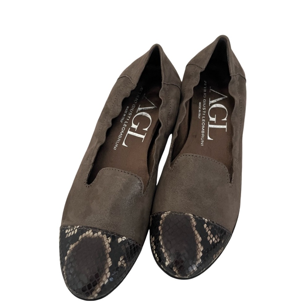 NWT AGL Antonio Giusti Leombruni Brown Leather Ballet Flats *